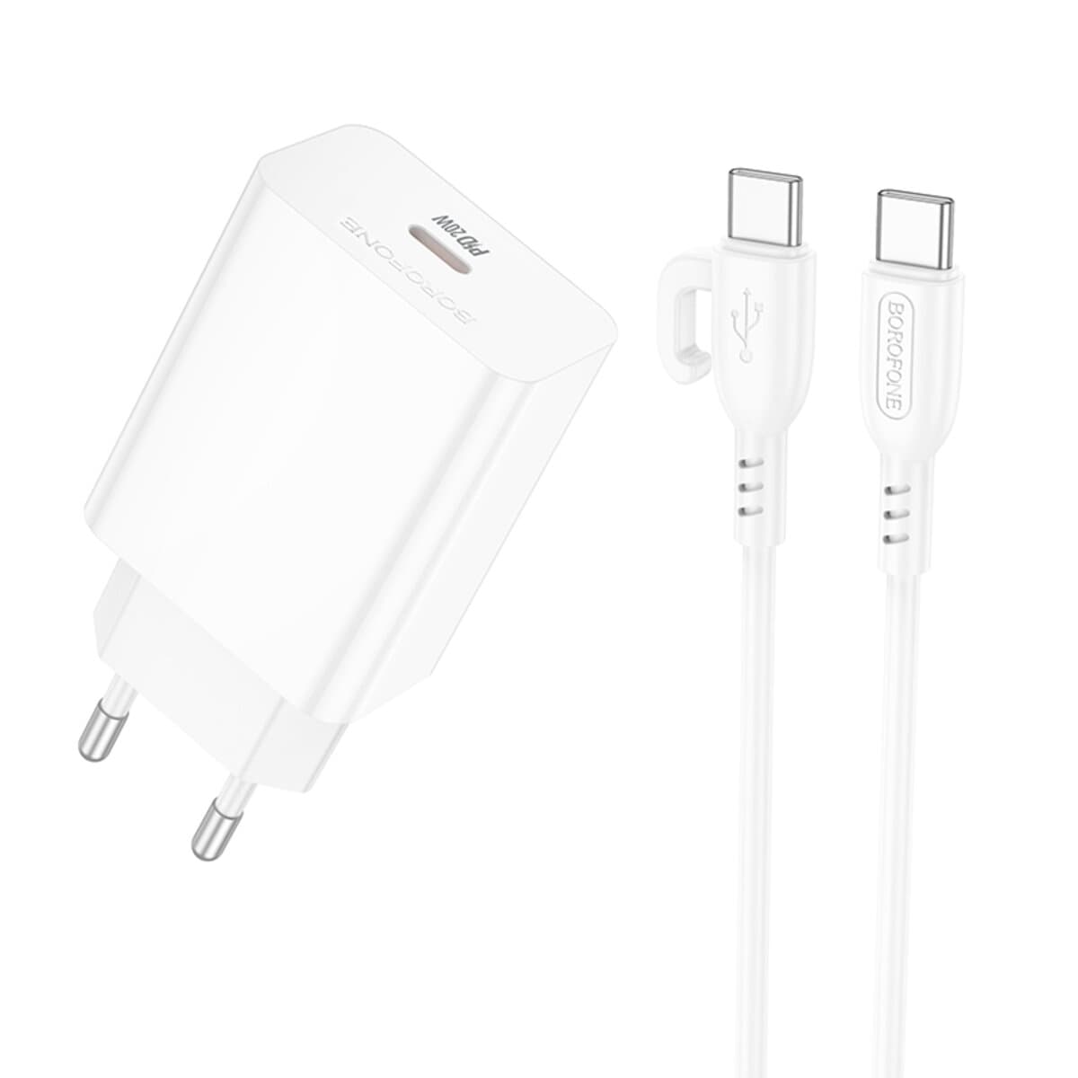Зарядное устройство с кабелем BOROFONE BA21A Pro Long journey single port PD20W charger set Type-C to Type-C White