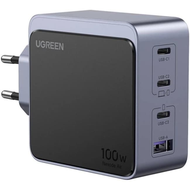 Зарядний пристрій Ugreen X553 100W 3xType-C 1xUSB Gan Nexode Fast Charger Grey (35043)