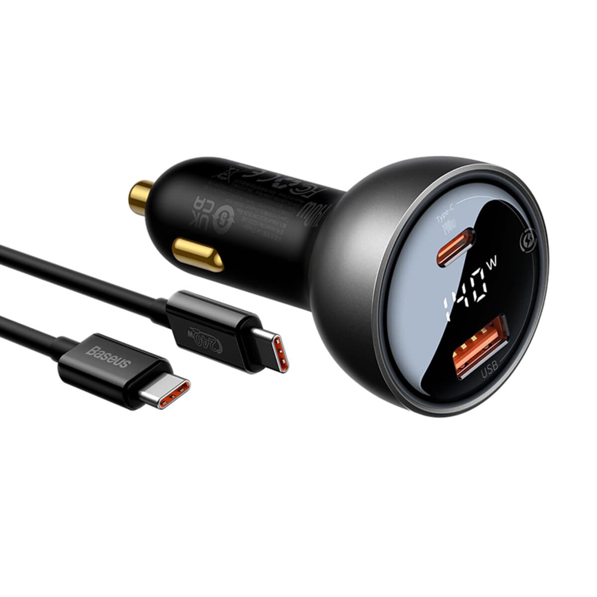 Автомобільний зарядний пристрій Baseus Digital Display PD3.1 Dual Fast Charger Car Charger USB+Type-C 140W Black (CGZX070001)