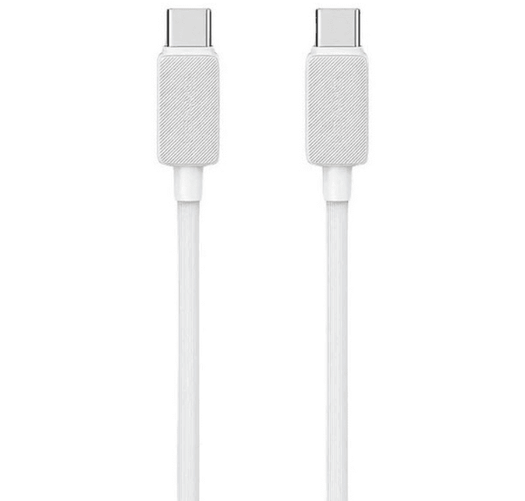 Кабель Usams US-SJ696 60W Striped Data Cable Type-C to Type-C KY Series 2m White (SJ696USB02)