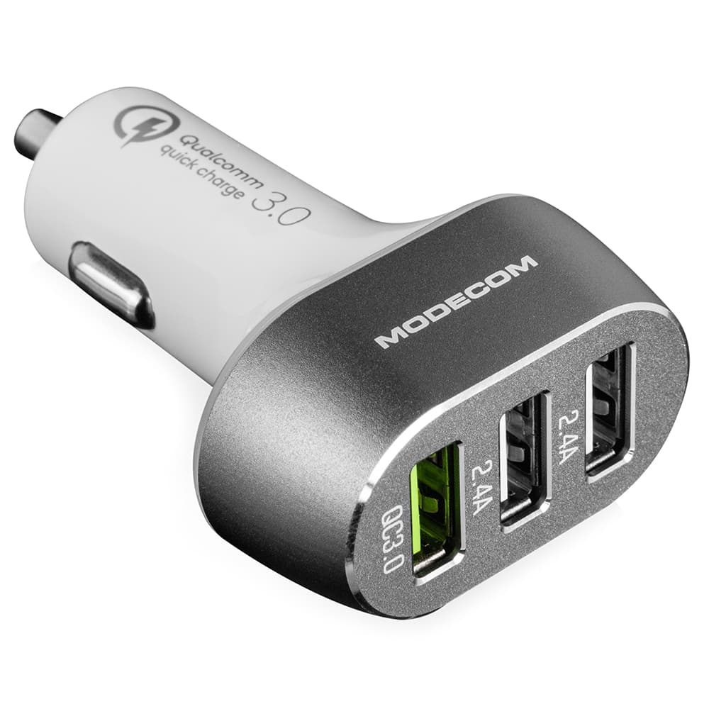 Автомобільний зарядний пристрій Modecom CU3-05 3xUSB-A QuickCharge3.0 2.4A White (ZT-MC-CU3-05)