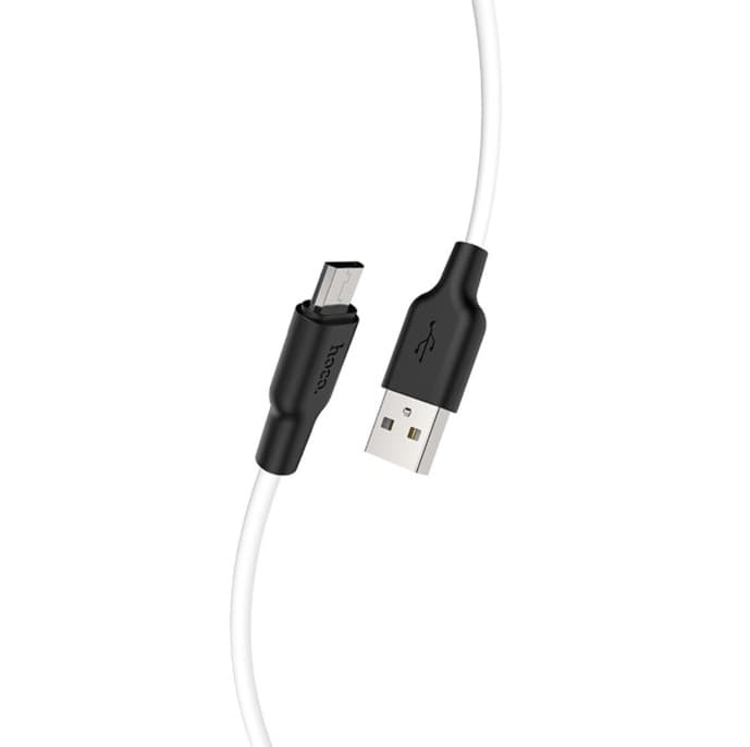 Кабель HOCO X21 Plus USB to MicroUSB 2.4A 1m silicone connectors White
