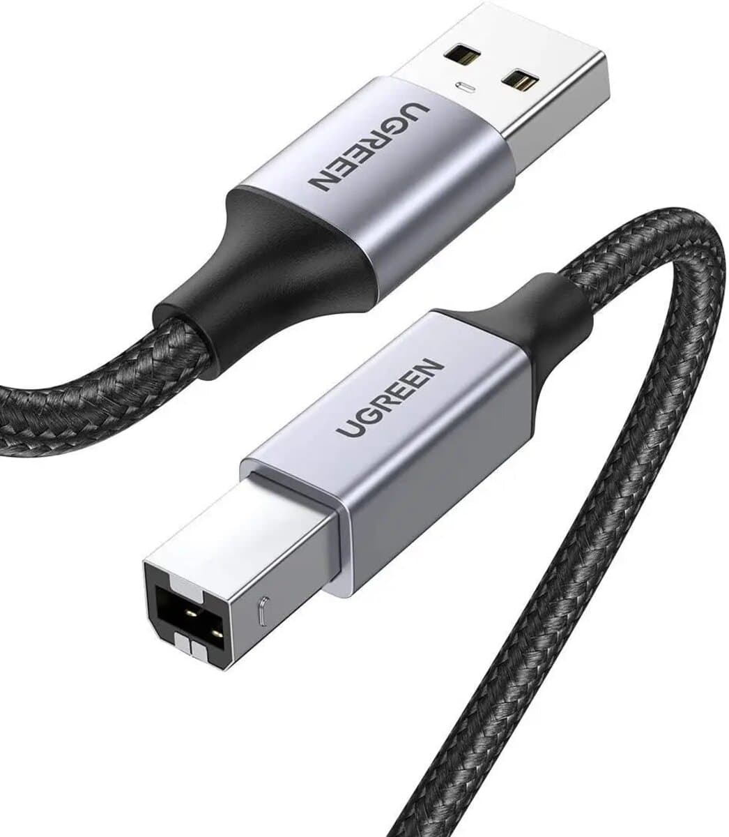 Кабель для принтера UGREEN US369 USB-A Male to USB-B 2.0 Printer Cable Alu Case with Braid 2м Black (UGR-80803)