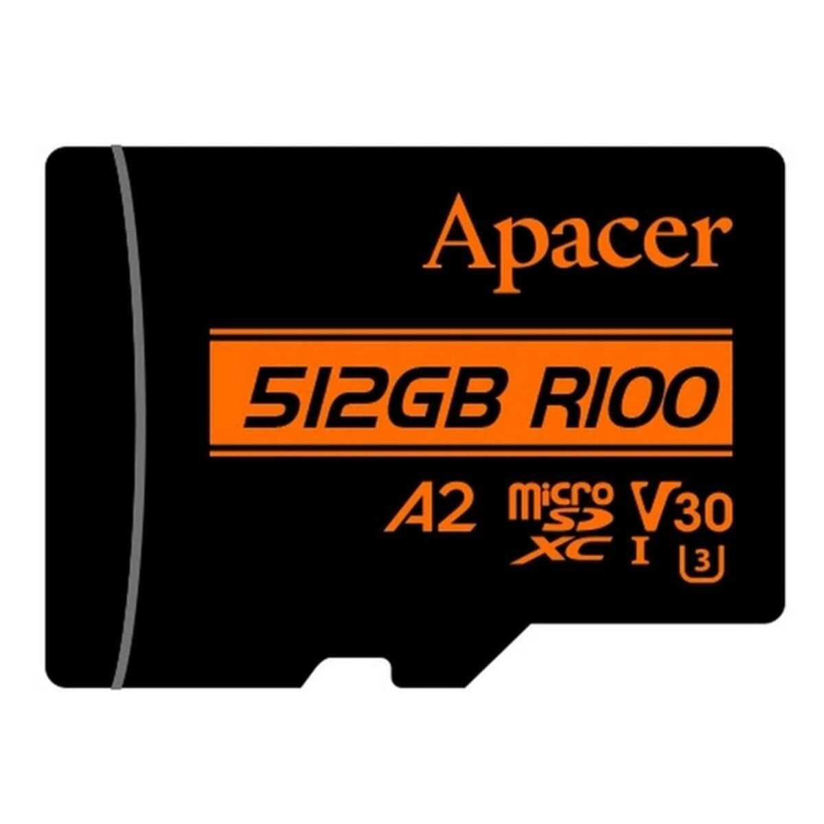Карта пам'яті Apacer A2 512Gb microSDXC UHS-1 U3 class 10 V30 R100MB/s W80MB/s Adapter SD (AP512GMCSX10U8-R)