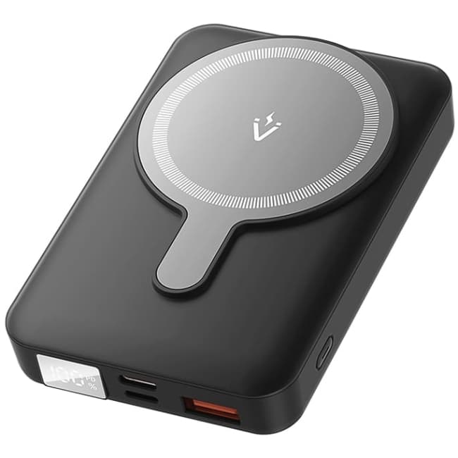 Powerbank павербанк УМБ Vention Magnetic Wireless 10000mAh 22.5W 3A PD QC 3.0 USB-C Lightning USB-A LED Display Black (FHTB0)