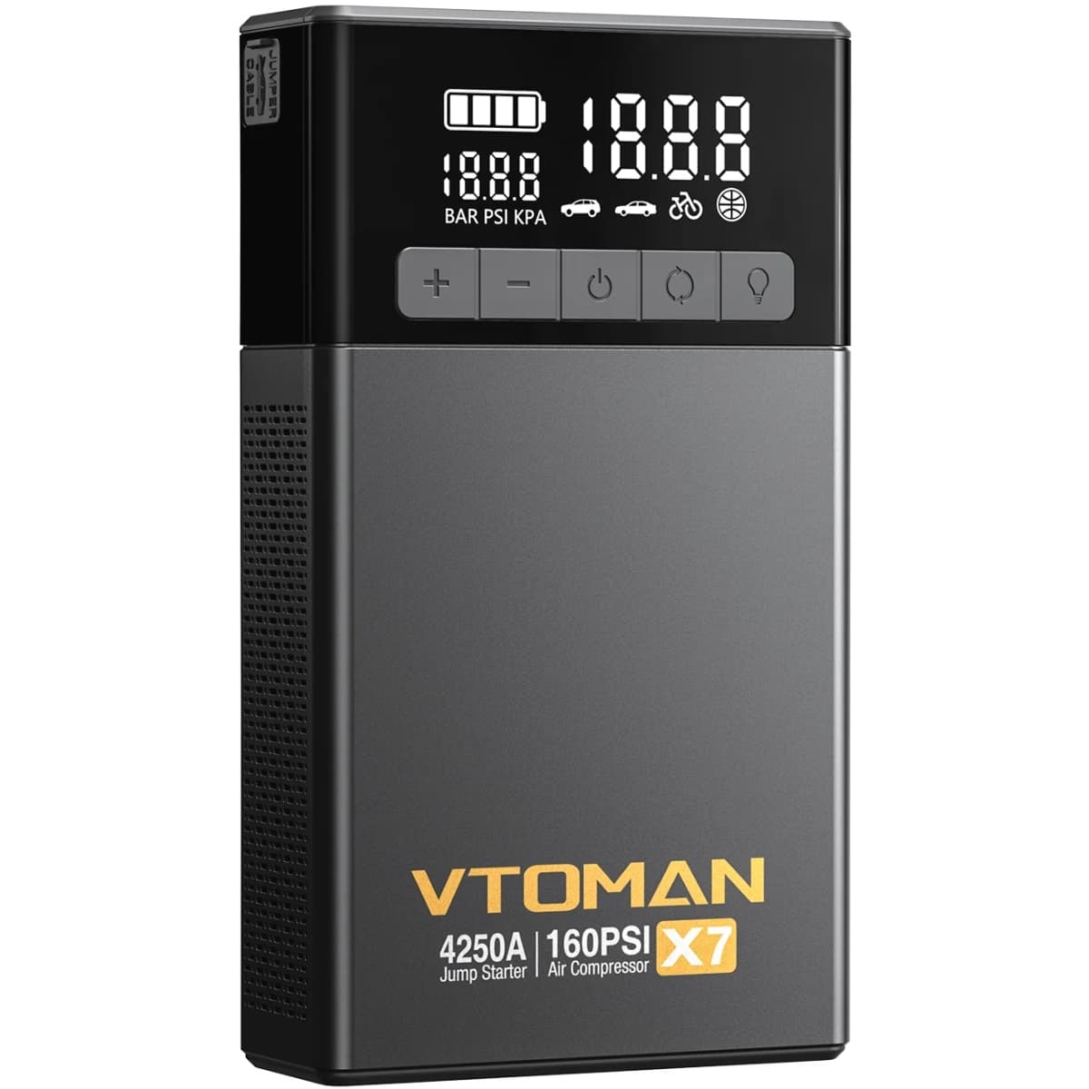 Портативний автомобільний бустер з компресором Jump Starter Vtoman X7 4250A 150PSI 88.8Wh Black (X7_VTOMAN)