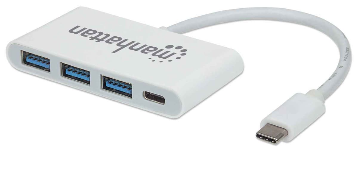 USB хаб Intracom Manhattan 163552 Type-C 4-port USB 3.0 + 3.1 PD пасивний Hub White