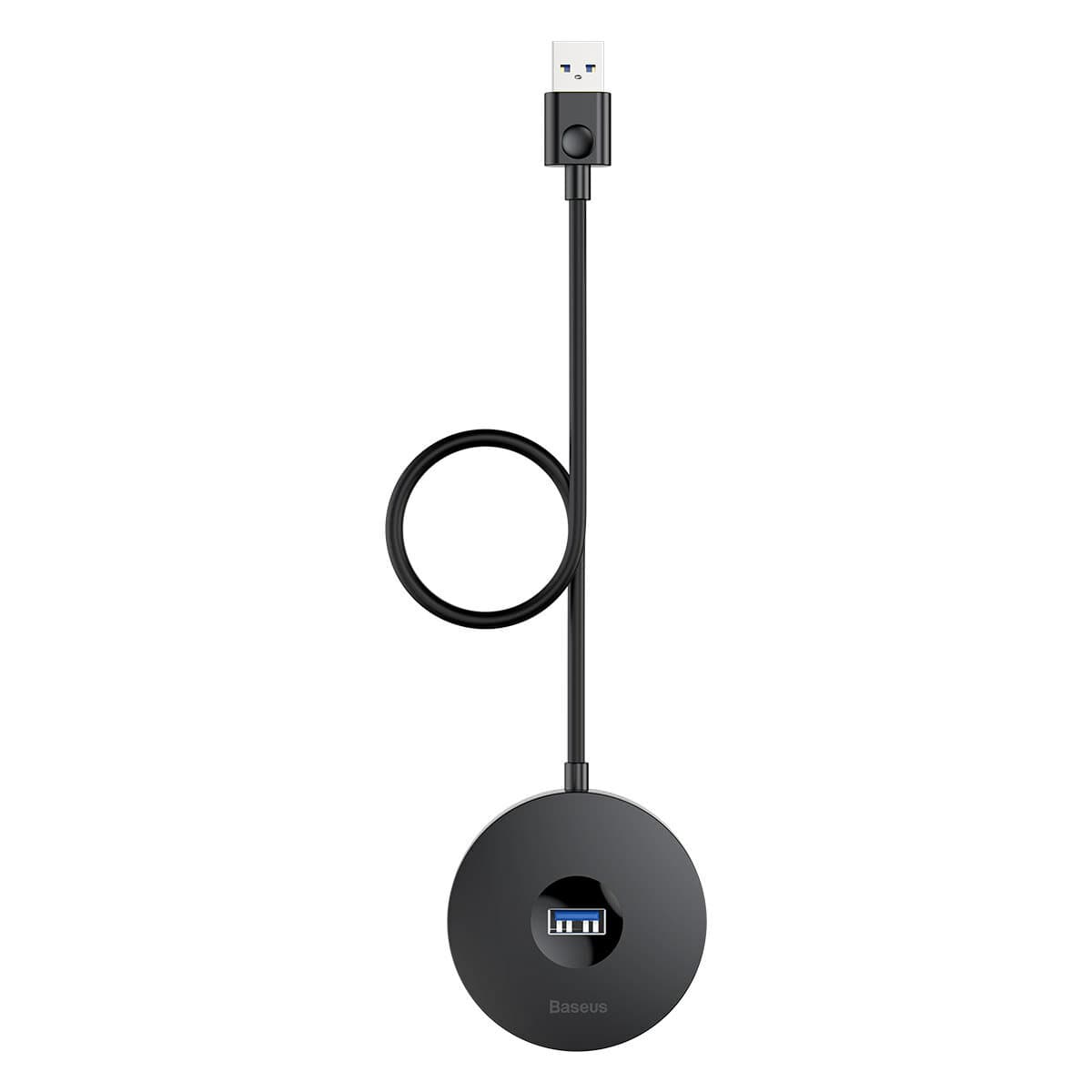 USB-Hub Baseus round box HUB adapter USB3.0 to USB3.0x1+USB2.0x3 1m Black (CAHUB-U01)
