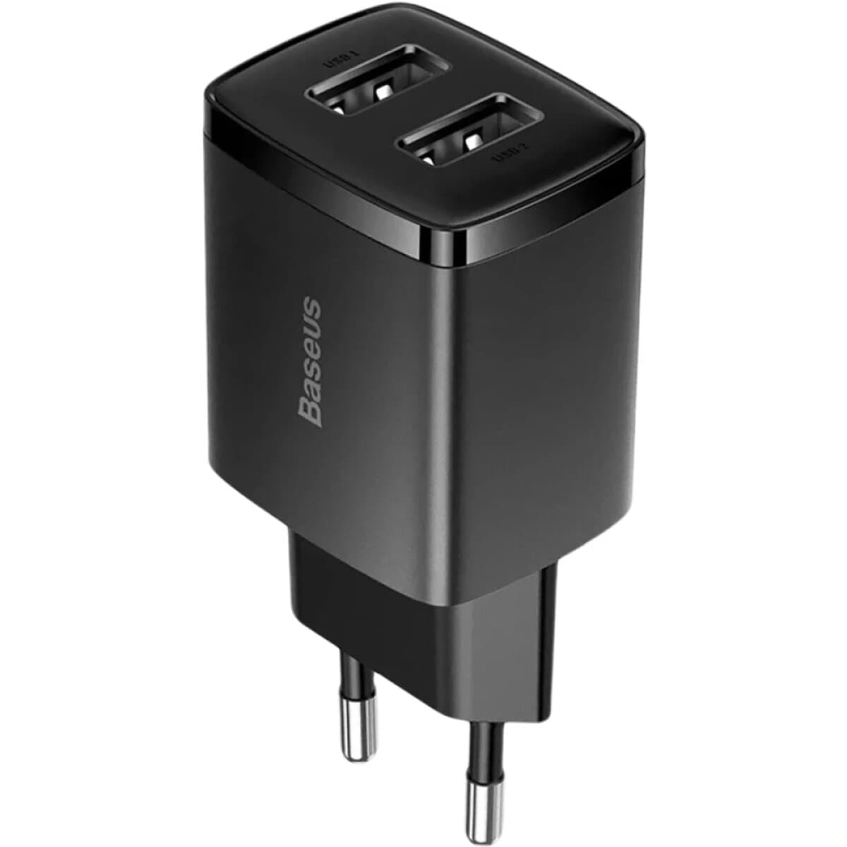 Зарядний пристрій Baseus Compact Charger 2xUSB 10.5W EU 2.1A Black (CCXJ010201)
