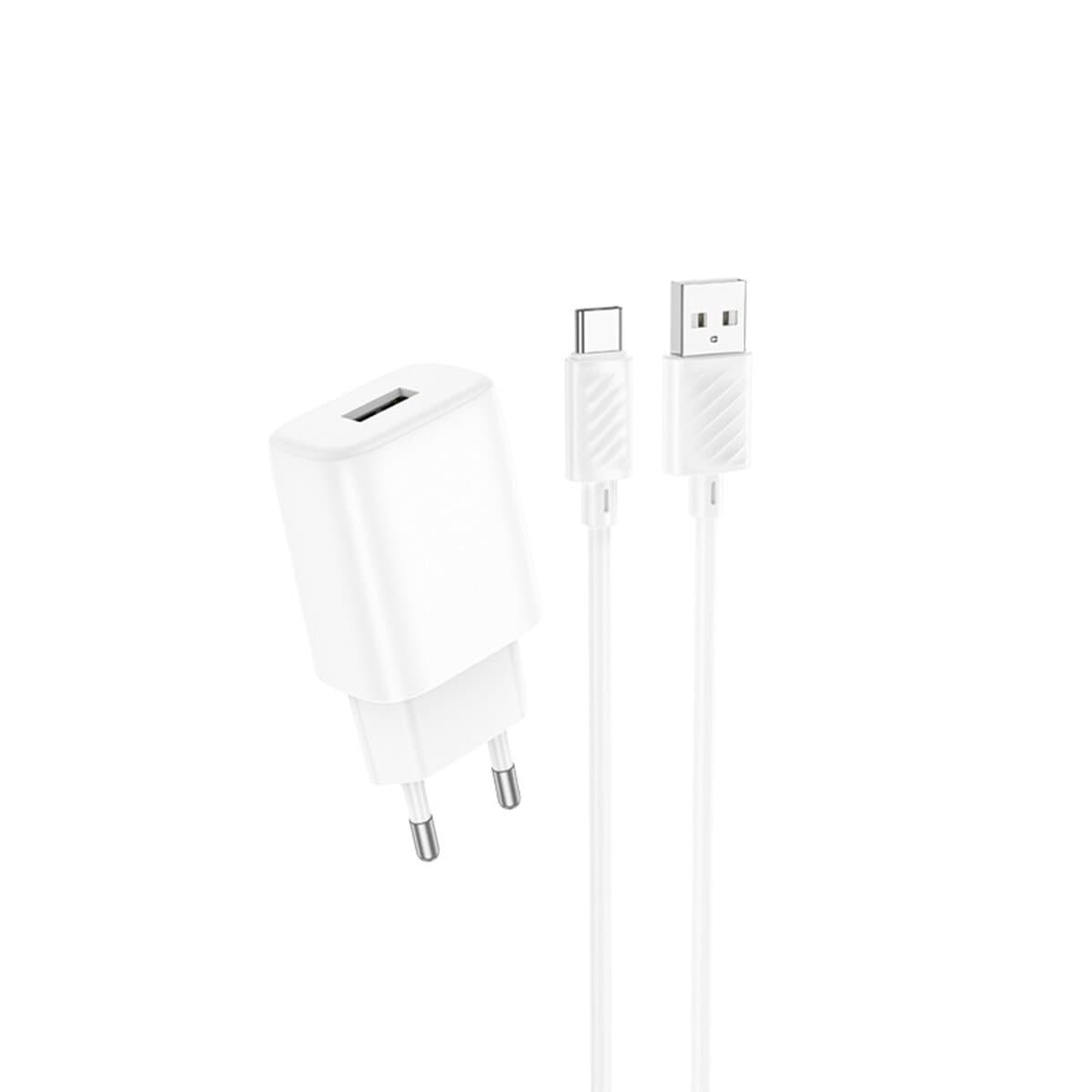 Зарядное устройство с кабелем HOCO C134A Solid single-port charger set USB to Type-C 2.4A White