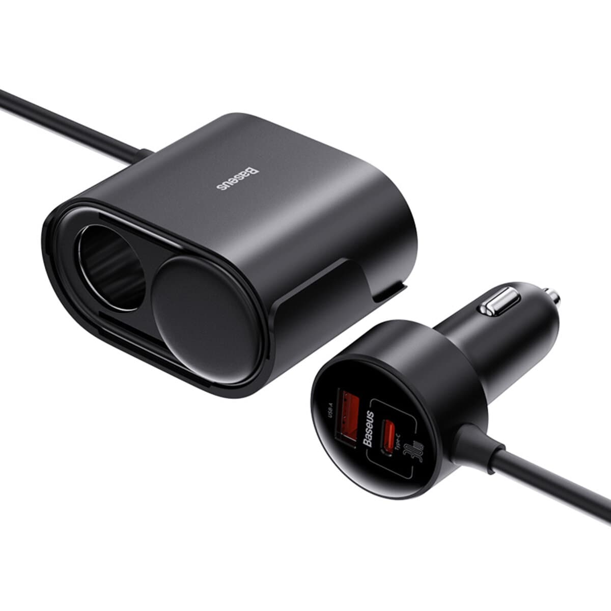 Автомобільний зарядний пристрій Baseus High Efficiency Pro 1-for-2 Car Cigarette Lighter 30W Cosmic Black (C00455300121-00)