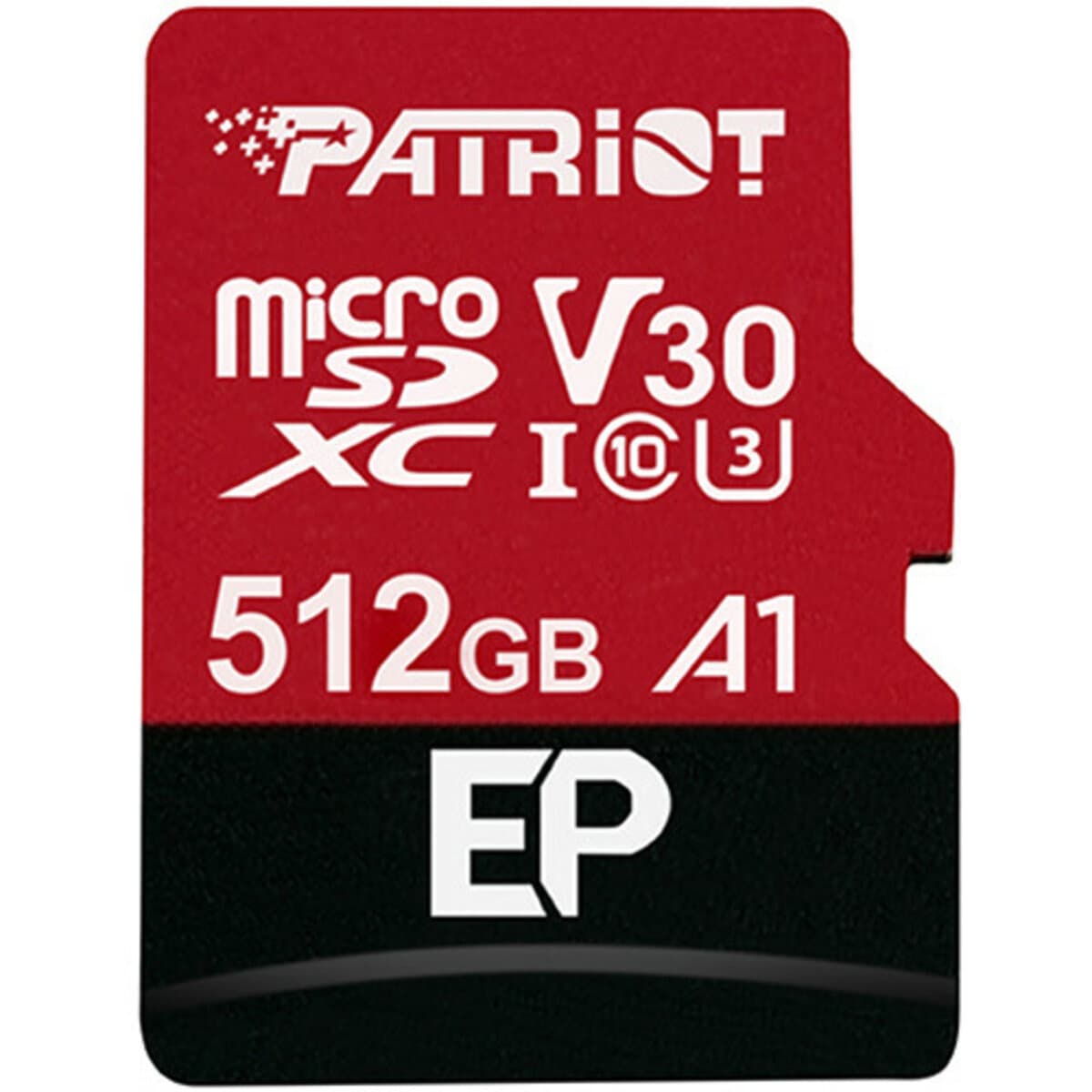Карта памяти Patriot EP Series microSDXC UHS-1 U3 512Gb Class 10 V30 R-100MB/s W-80MB/s adapter SD (PEF512GEP31MCX)