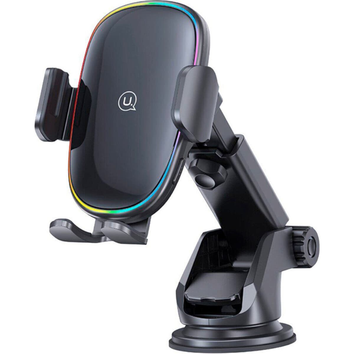 Автомобільний тримач автоутримувач Usams US-CD187 15W Wireless Charging Car Holder With Colorful Light Black (CD187ZJ01)
