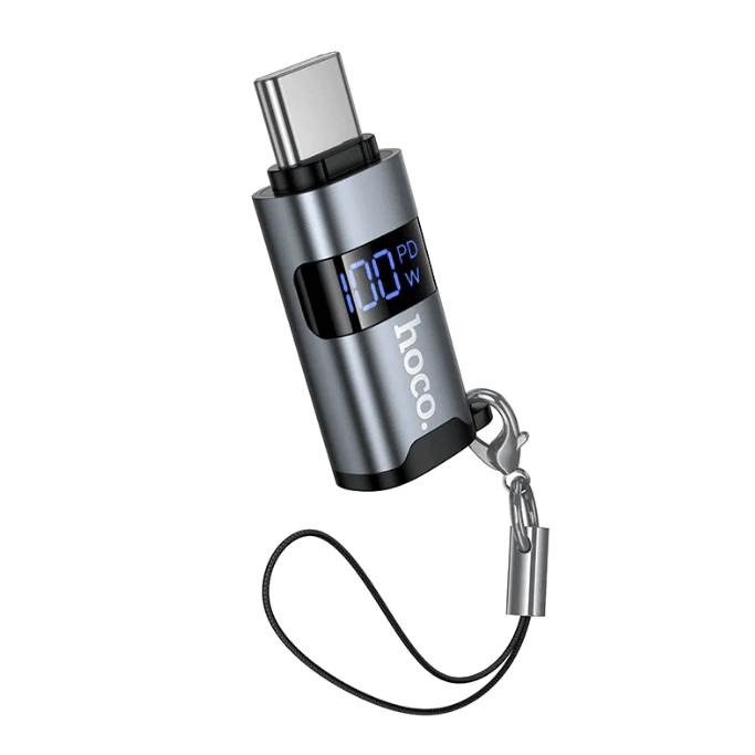 Перехідник адаптер HOCO UA44A Type-C Male to Type-C Female OTG Adapter Metal Gray