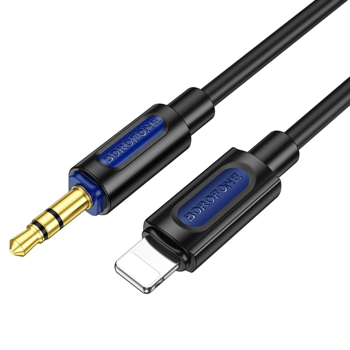 Аудіокабель BOROFONE BL20 True sound silicone digital audio conversion cable AUX 3.5mm to Lightning 1m Black