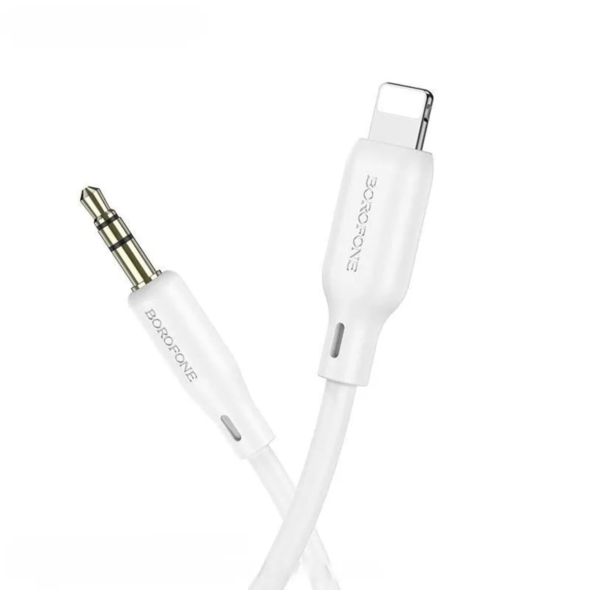 Аудіо-кабель BOROFONE BL18 AUX 3.5mm to Lightning silicone digital audio conversion cable 1m White (BL18W)
