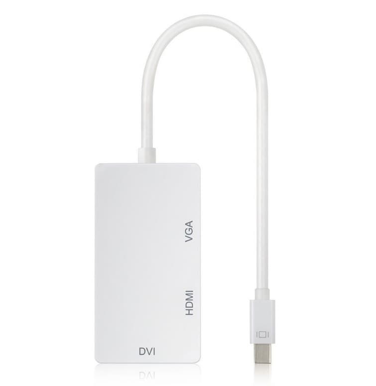 Переходник для передачи аудио и видео S0713 mini DisplayPort to HDMI VGA DVI 24+5 FHD 1080p White