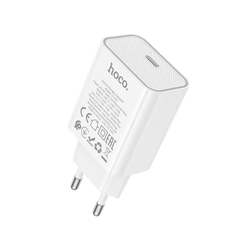 Зарядний пристрій HOCO C143A Benefit single port PD20W charger 1xType-C White