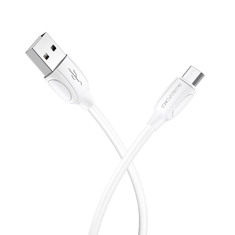 Кабель BOROFONE BX19 USB to Micro-USB 2.4A 1m PVC TPE connectors White (6931474701787)