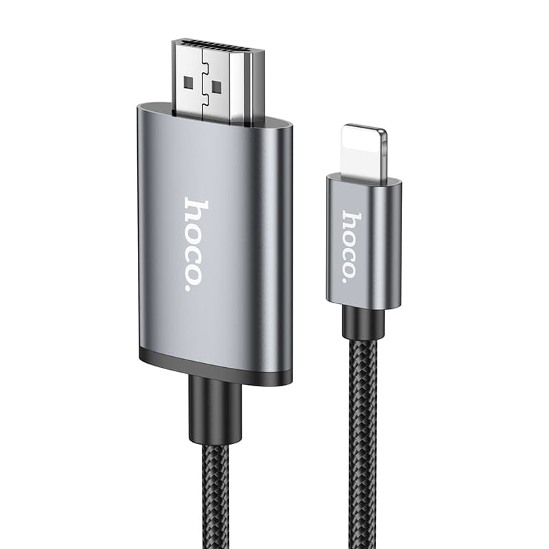 Каель HOCO UA27 HD on-screen cable Lightning to HDMI 2м 1920×1080 Metal Gray