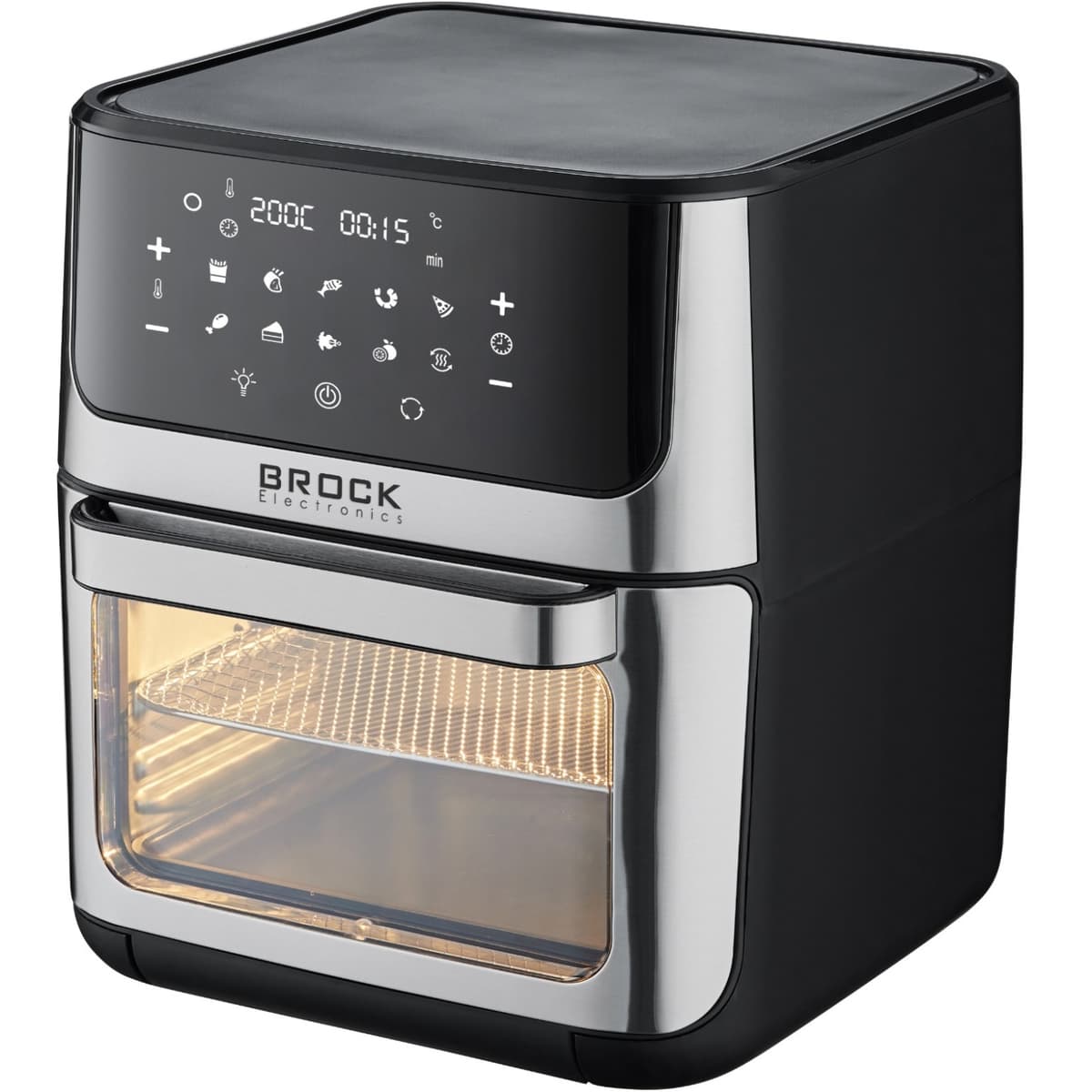 Мультипіч аерофритюрниця BROCK DA 1000 BK 1800Вт 12л сенсорне керування гриль шашлик Black (DA 1000 BK)