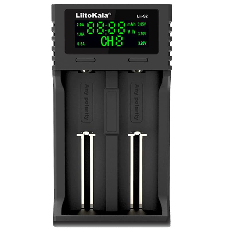 Зарядний пристрій для акумуляторів LiitoKala Lii-S2 2xLion LiFePO4 NiMH NiCd Auto Polarity Display Black
