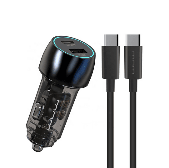 Автомобільний зарядний пристрій WUW T103C 1xType-C 1xUSB PD 30W +QC 3.0 18W Black