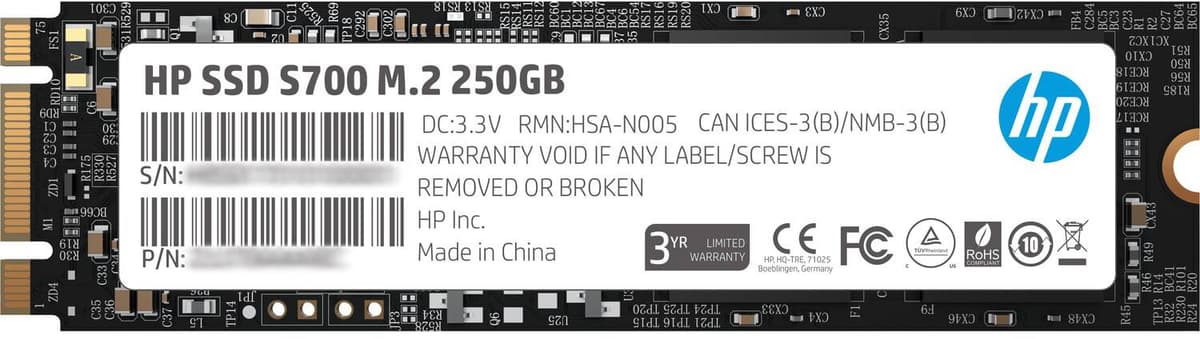 Твердотільний накопичувач HP S700 M.2 SSD 250GB 2280 SATA III 3D NAND (2LU79AA)