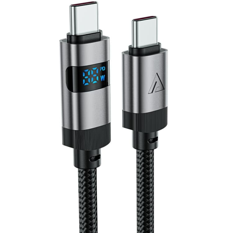 Кабель Acefast C15-03 USB 2.0 Type-C to Type-C 1.2 м 60W 3A digital display Black