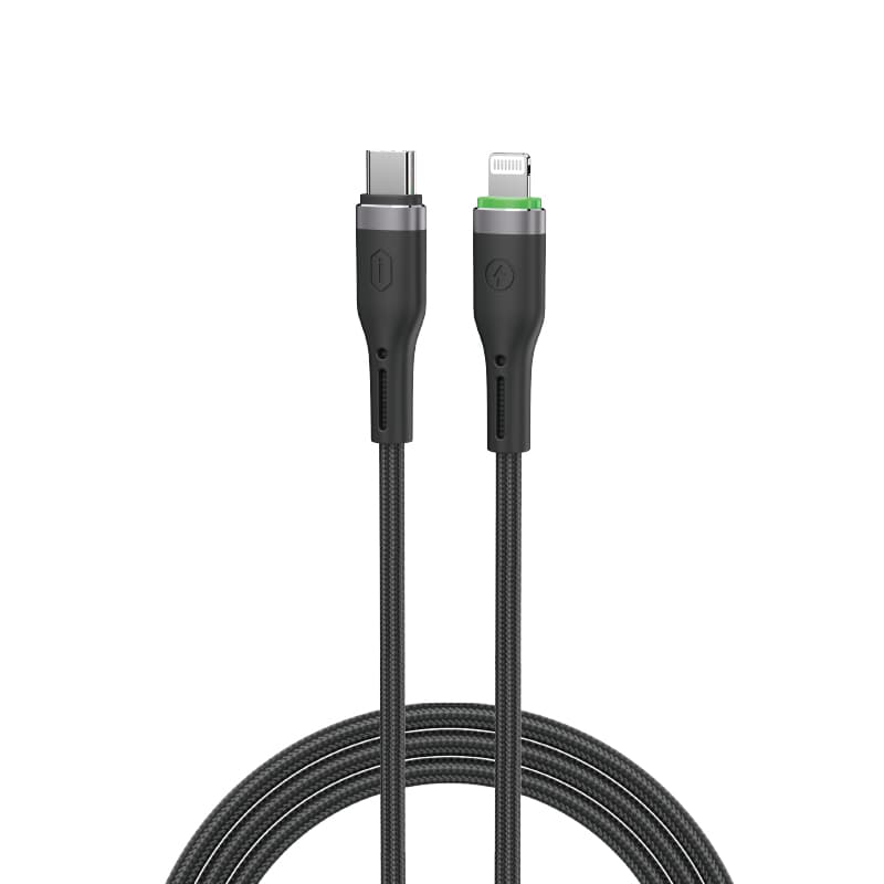 Кабель WIWU Wi-C070 27W OringLink Series Nylon Braided Cable Type-C to Lightning 1m 3A Black