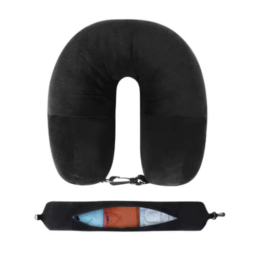 Подушка чохол дорожня U-подібна 2в1 сумка для одягу велюрова Black (1029799)