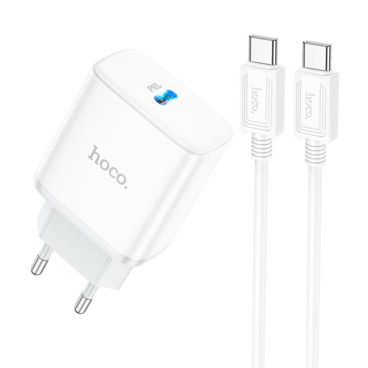 Зарядное устройство HOCO C104A Stage single port PD20W charger set Type-C to Type-C cable EU White