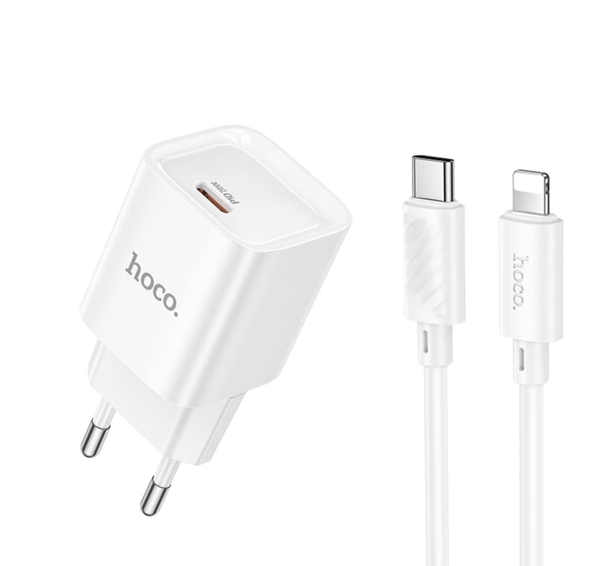 Зарядное устройство HOCO C146A Charm single port PD20W charger set Type-C to Lightning cable EU White