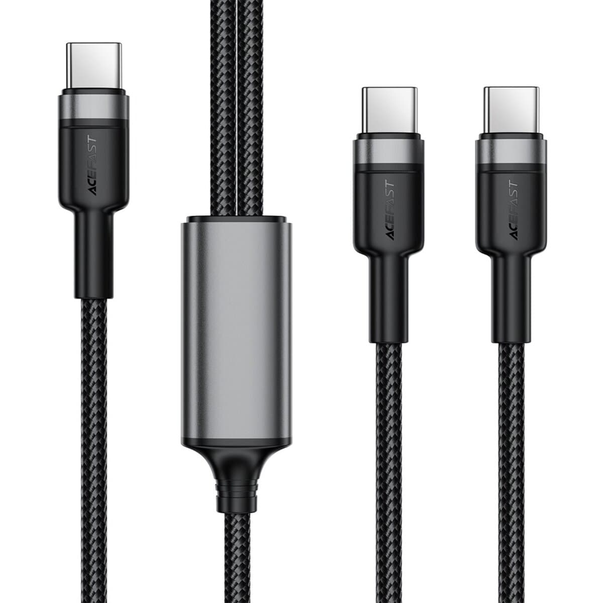 Кабель ACEFAST C22-02 Type-C to 2xType-C 100W aluminum alloy cable 5A 1.2м Black