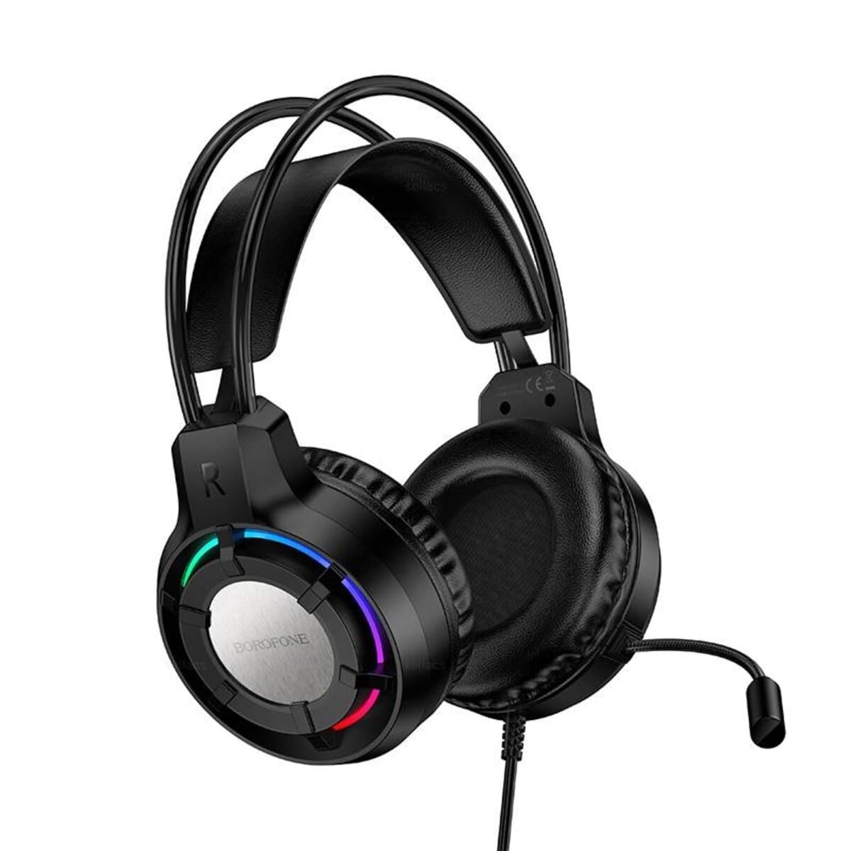 Дротові ігрові навушники BOROFONE BO112 Wave gaming headphones RGB 2м USB+3.5мм Black