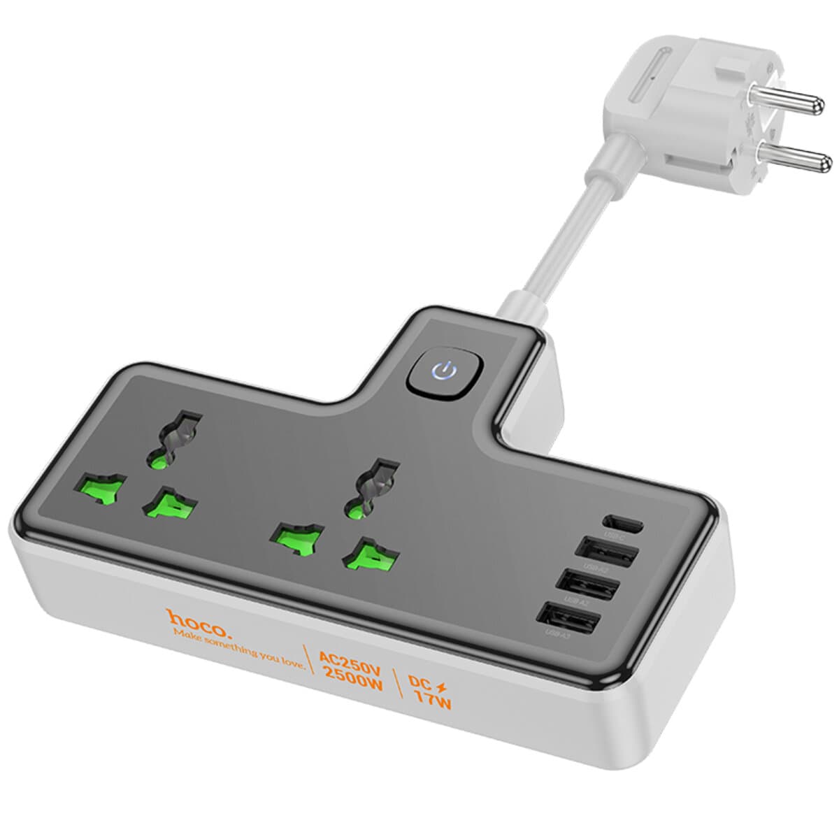 Мережевий подовжувач HOCO AC11A Voyage 2-position expansion socket(1C3A) Black