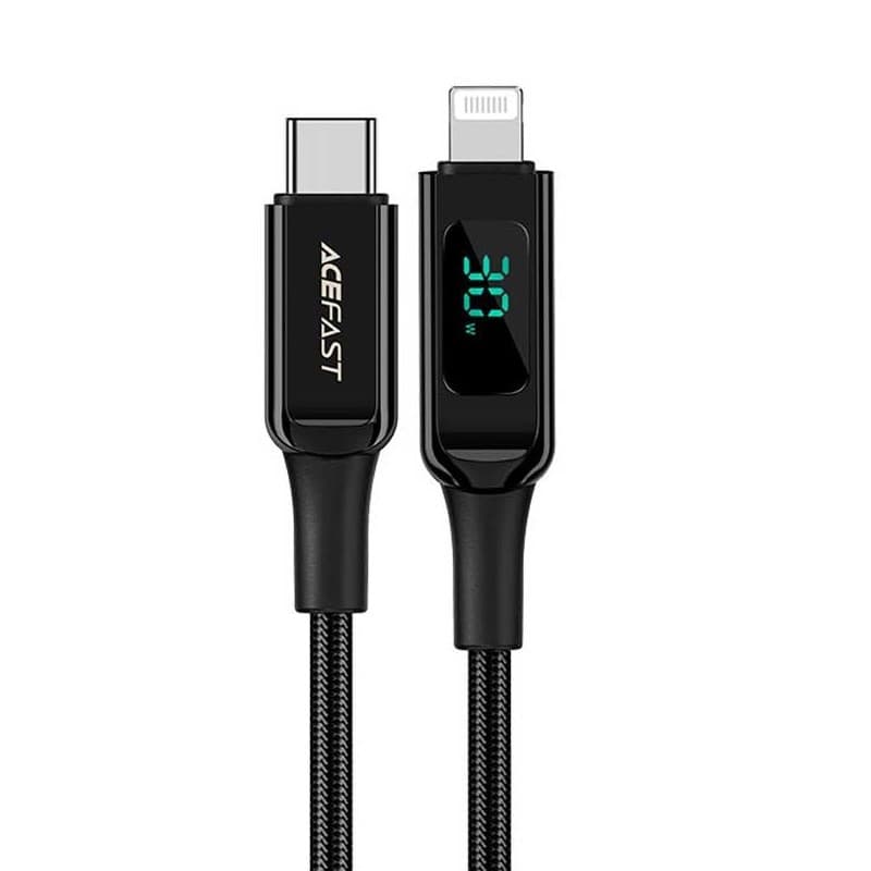 Кабель ACEFAST C6-01 Type-C to Lightning 3A 30W 1.2m nylon zinc connectors Black