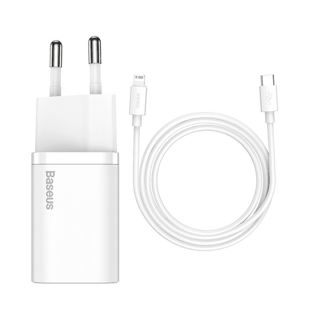 Зарядний пристрій Baseus Super Si 1xType-C 20W With Simple Wisdom Data Cable Type-C to Lightning 1m White (TZCCSUP-B02)
