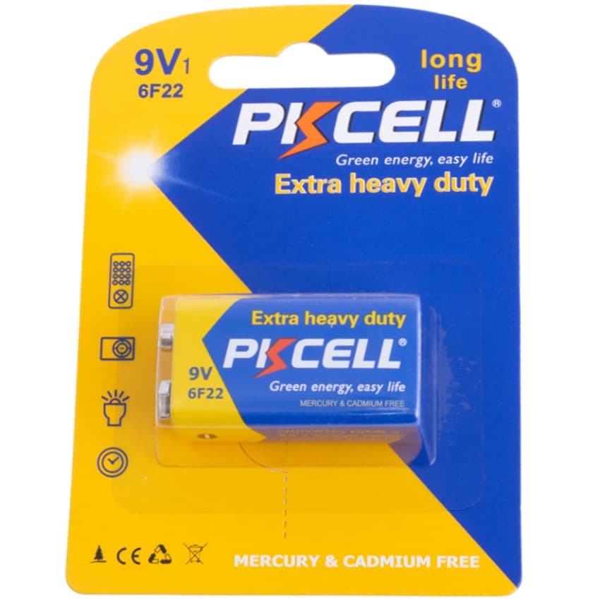 Батарейка Крона PKCELL 6F22-1B 9V 6F22 1.5V Extra heavy duty 1 шт