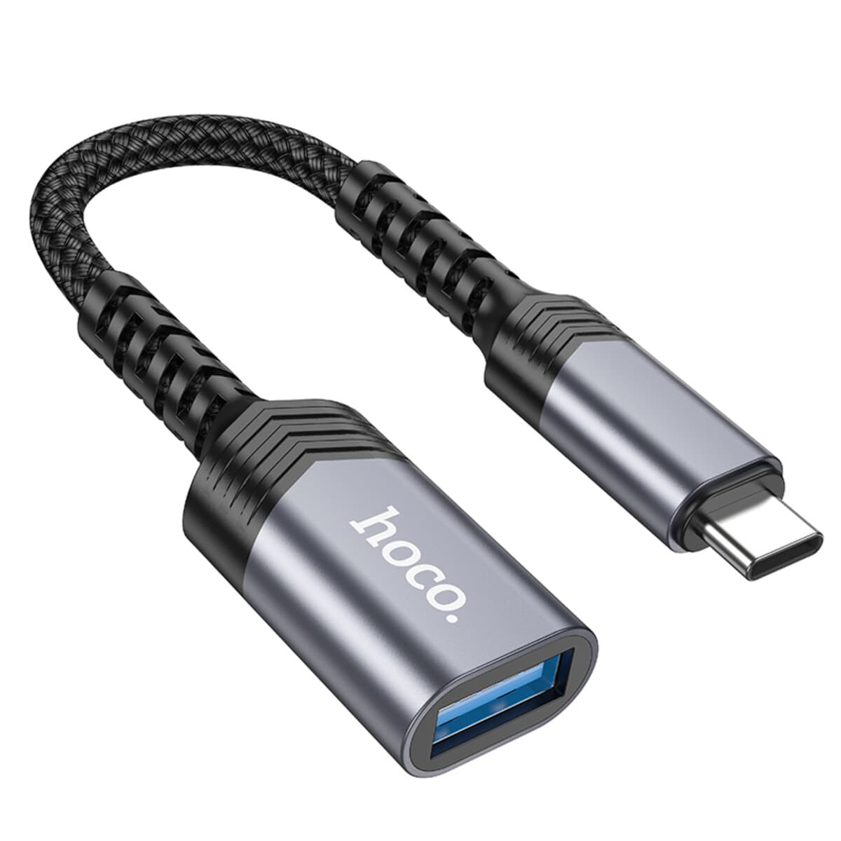 Кабель-перехідник HOCO UA24 Type-C male to OTG USB female 3.0 Metal Gray