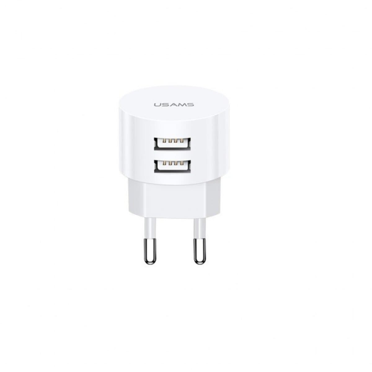 Зарядний пристрій Usams US-CC080 T20 Dual USB Round Travel Charger EU 2.1А White (CC80TC01)