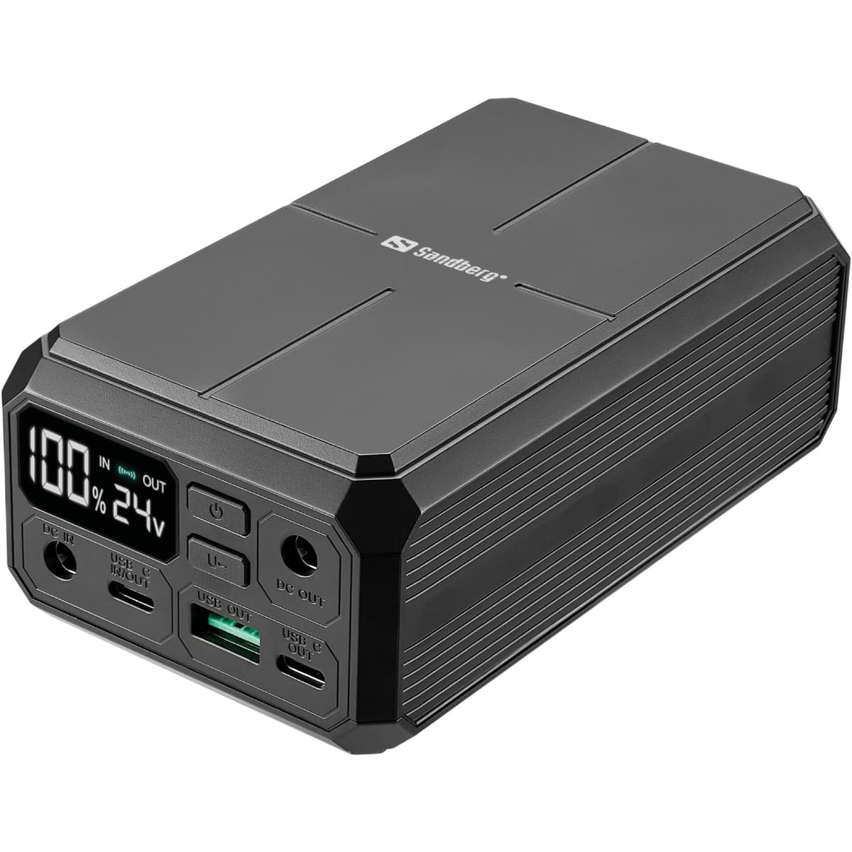 Powerbank павербанк УМБ для ноутбука Sandberg 27000mAh Laptop DC12–24V 84W 100W PD QC3.0 1xUSB 2xDC 2xType-C QI-10W Black (421-13)
