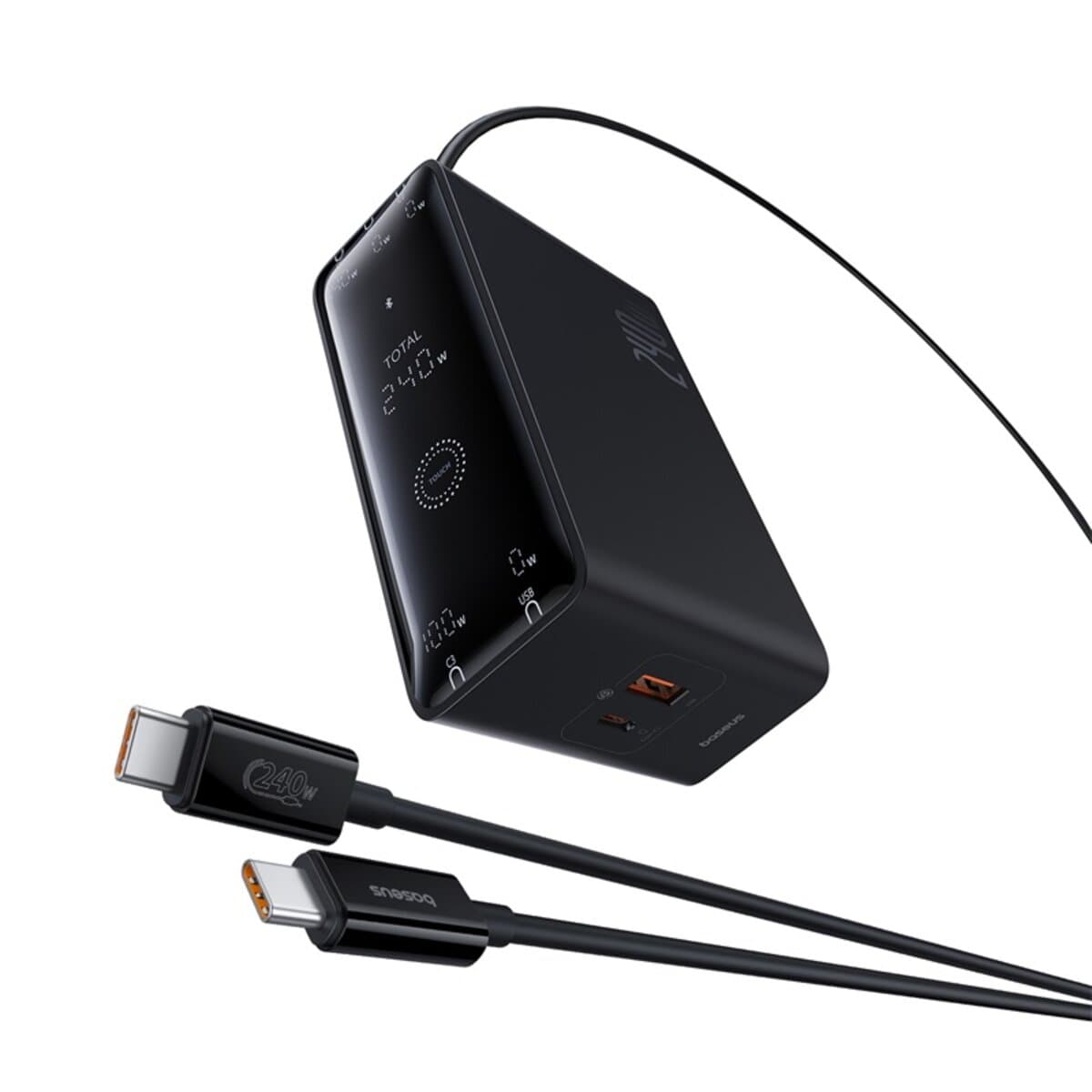 Зарядний пристрій з кабелем Baseus Baseus Digital GaN Intelligent Desktop Fast Charger 3xType-C 1xUSB 1xDC 240W EU Black (P10163901113-00)