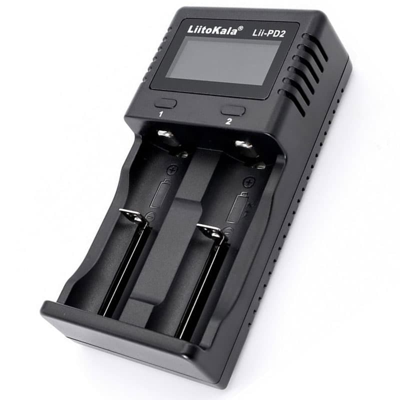 Зарядний пристрій для акумуляторів LiitoKala Lii-PD2 2x LiOn LiFePO4 NiMH NiCd display Black