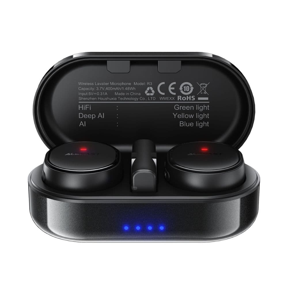 Комплект бездротових мікрофонів петличних ACEFAST R3 dual-mic Type-C 400mAh Black