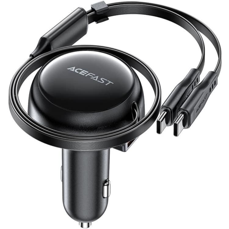 Автомобільний зарядний пристрій Acefast B13 53W 2xType-C 1xUSB + cable Type-C 2in1 Black