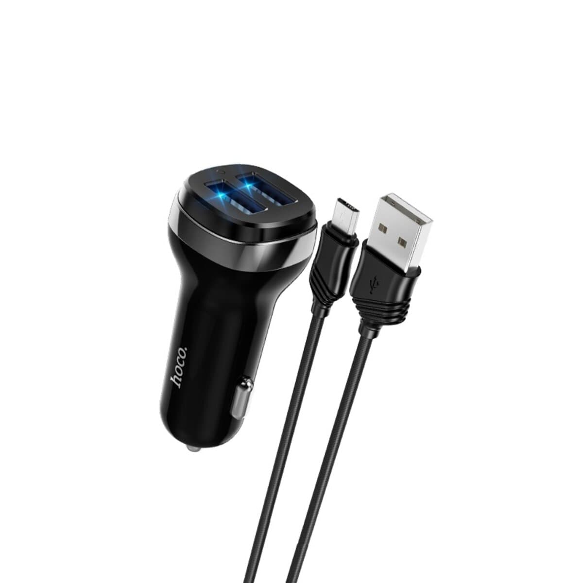 Автомобильное зарядное устройство HOCO Z40 2xUSB Dual port car charger set USB to Micro-USB cable Black