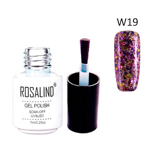 Гель-лак для нігтів манікюру Rosalind 7мл гліттер для UV LED W19 Golden fuchsia (439085)
