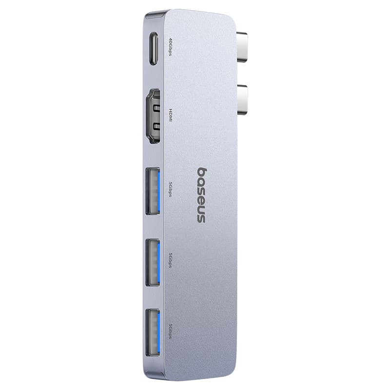 USB-хаб Baseus UltraJoy Series 5-Port HUB Type-C*2 to Type-C 40Gbps*1+HDMI 4K@30Hz*1+USB3.0*3 Space Grey (B00052801811-04)