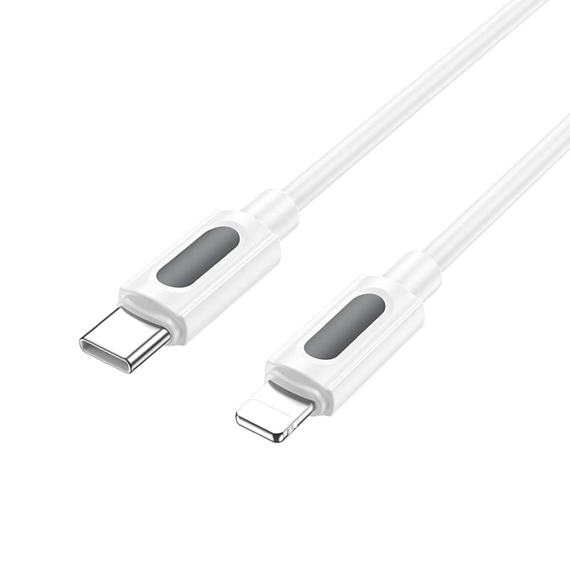 Кабель BOROFONE BX114 Structure 3A 1m PD silicone charging data cable Type-C to Lightning White